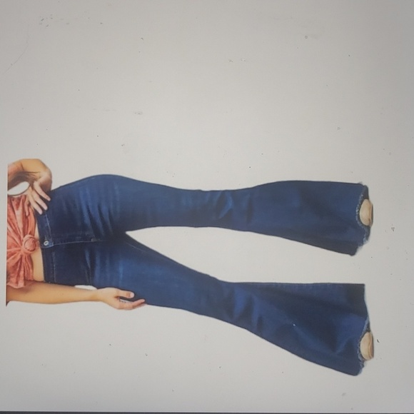 Lucky & Blessed Denim - LUCKY AND BLESSED EXTREME FLARE HIGH RISE DARK WASH JEANS SZ 16